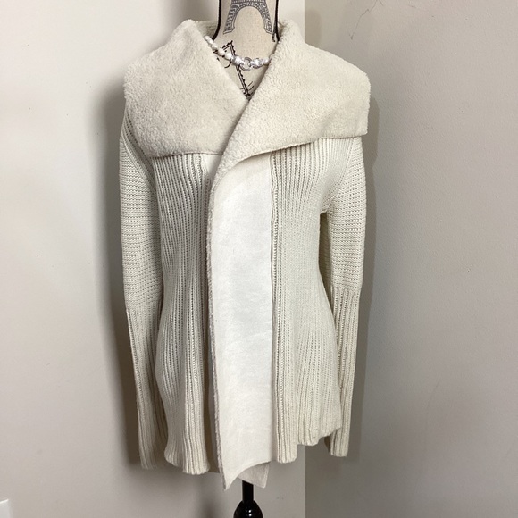 RD Style Sweaters Rd Style Womens Cream Open Cardigan Ribbed Knit